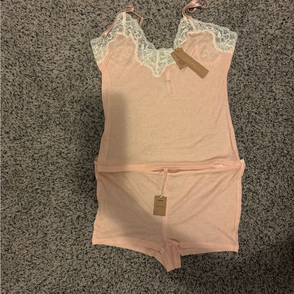 SKIMS sheer cotton lace set